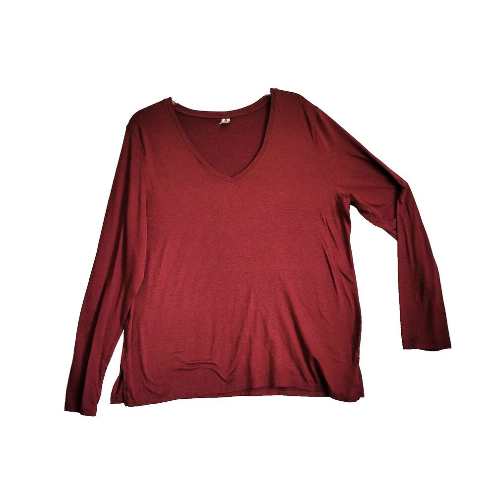 Velocity T shirt Womens size XL Long Maroon Long Sleeve Soft Capsule Layer